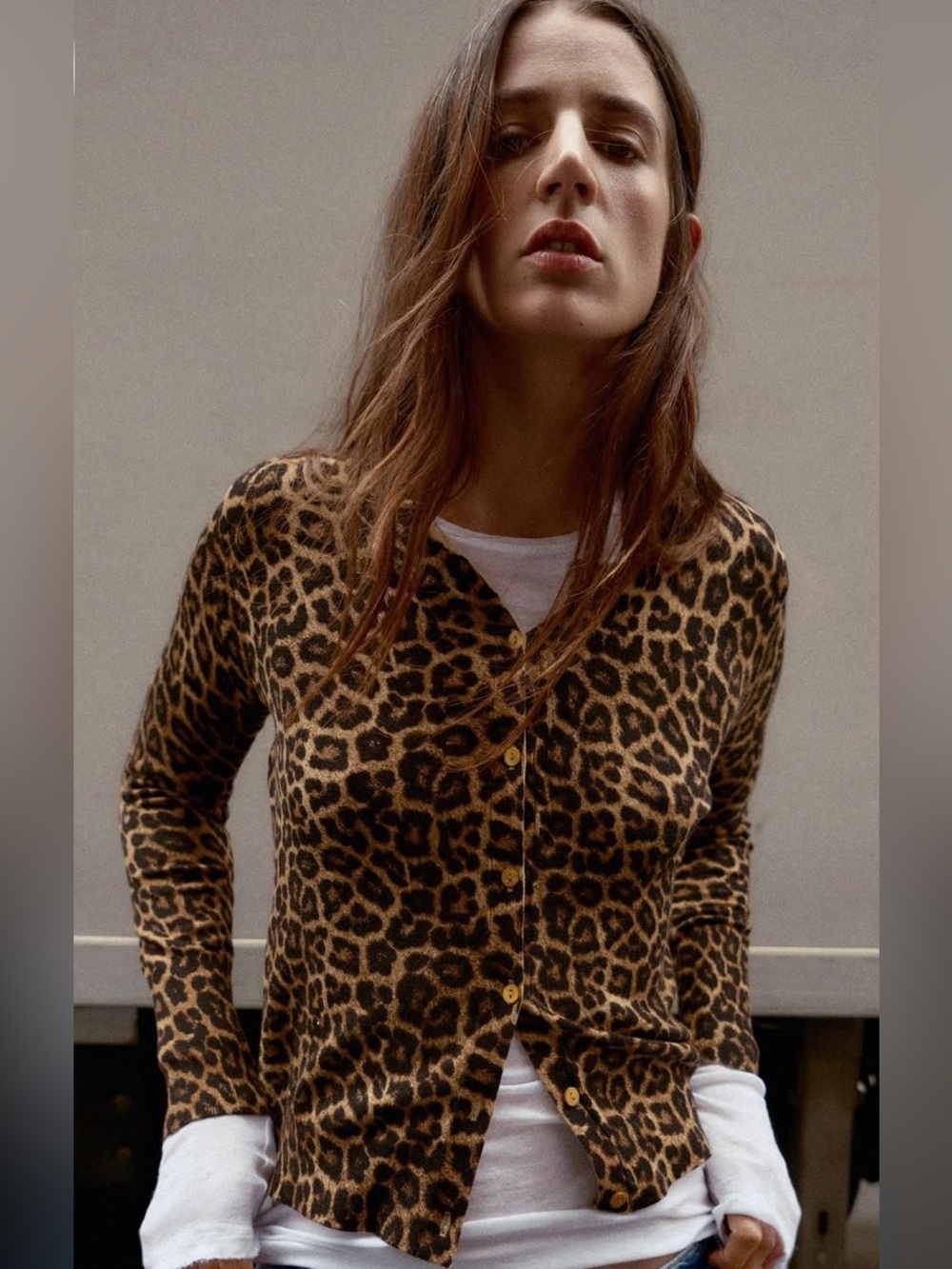 Zara Leopard Print Cardigan - Black & Tan